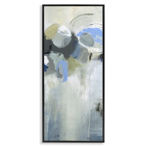Stupell Industries Modern Beige & Blue Dapples Black Framed Giclee Art, 10 x 24, by Lisa Ridgers