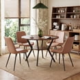 thumbnail image 3 of Hawsaiy Dining Table Set for 4, 42.1" Round Kitchen Table with Storage Shelf and 4 PU Leather Dining Chairs, Modern Dining Room Furniture Set with Metal Base for Apartment, 3 of 11