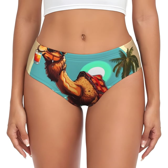 Balery Cool Camel Oasis Vibes Ropa Interior de Algodón para Mujer con Dibujo – Braguitas Cómodas y Elásticas, Estilo Clásico-Small