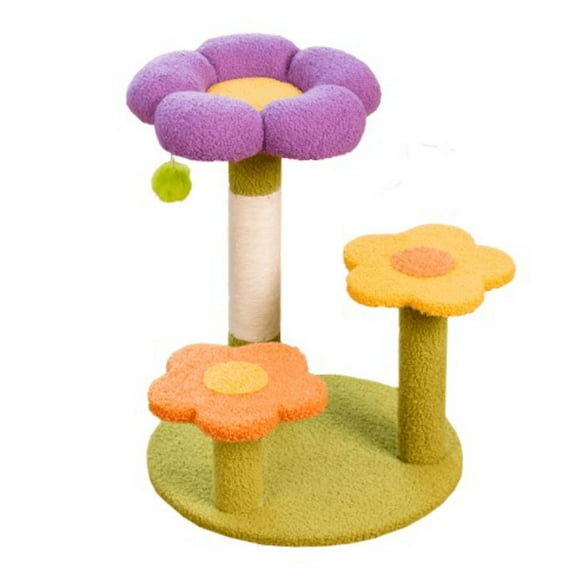 Flower Cat Tree Cute Cat Tree Tower for Indoor Cats with 3 Sisal Covered Scratching Posts,Padded Top Perch Fun Cat Tree Kitty Condo Cat Furniture for Indoor Cats