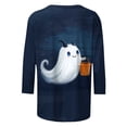 thumbnail image 4 of Uootdi Halloween Graphic Tees for Women 3/4 Sleeve Crew Neck Ghost Pumpkin Print Womens Casual Tops Oversized Fit Spooky Cemetery Theme Soft Stretchy Womens Pullover Tees Gift, 4 of 5