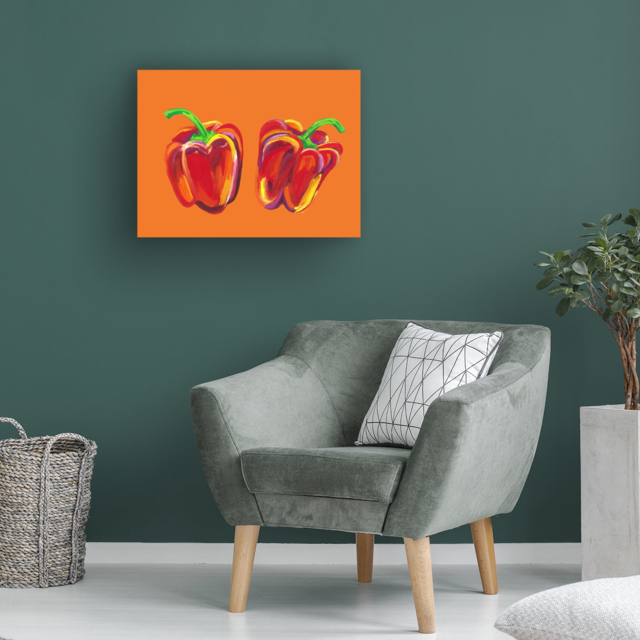 Trademark Fine Art Alice Straker Peppers On Orange Canvas Wall Art