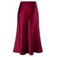 thumbnail image 4 of STAOEDU Womens High Waist Midi Skirt Fishtail Silky Satin Skirt Work Party Pencil Bias Cutting Skirt, 4 of 6