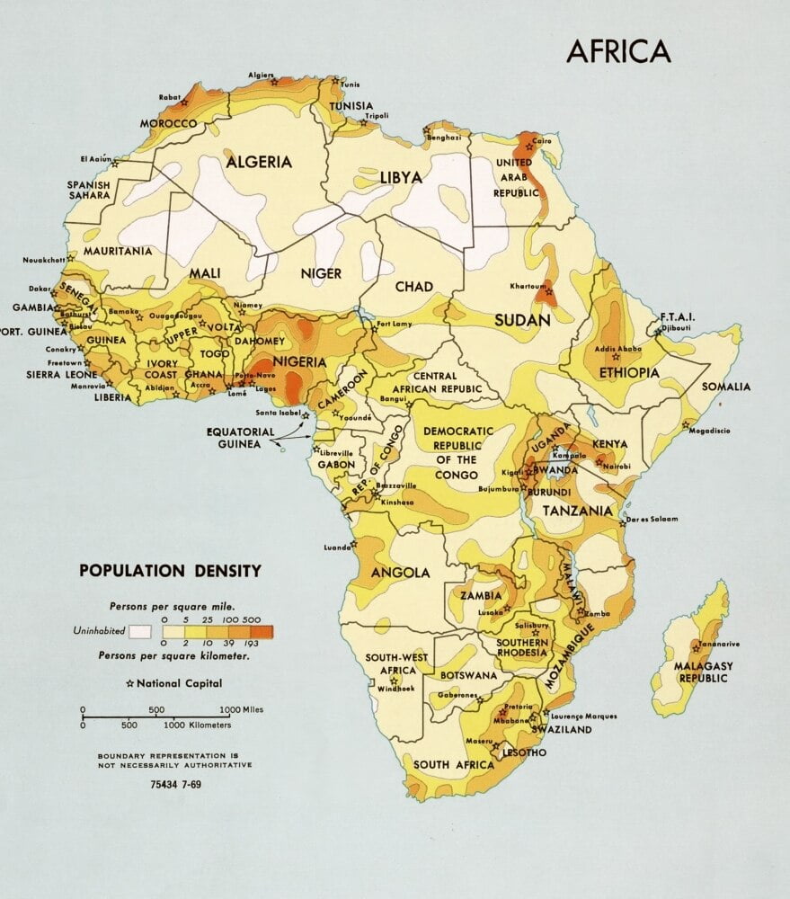 Africa Population Density Poster Print - Walmart.com - Walmart.com