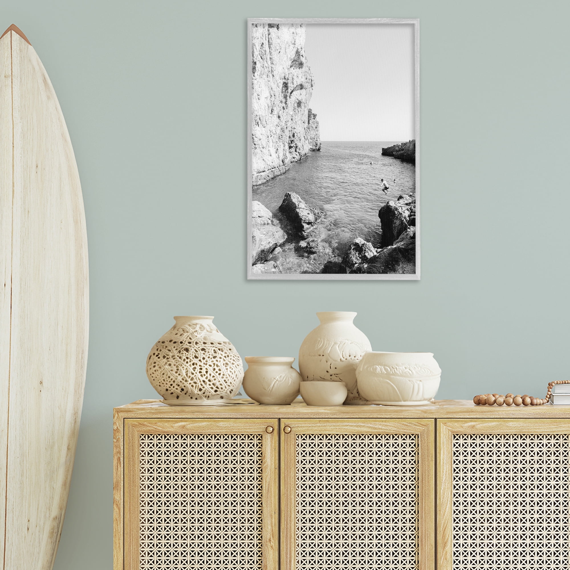 Stupell Industries The Dive Cove Coastal Photography Gray Framed Art Print Wall Art, 20 x 30