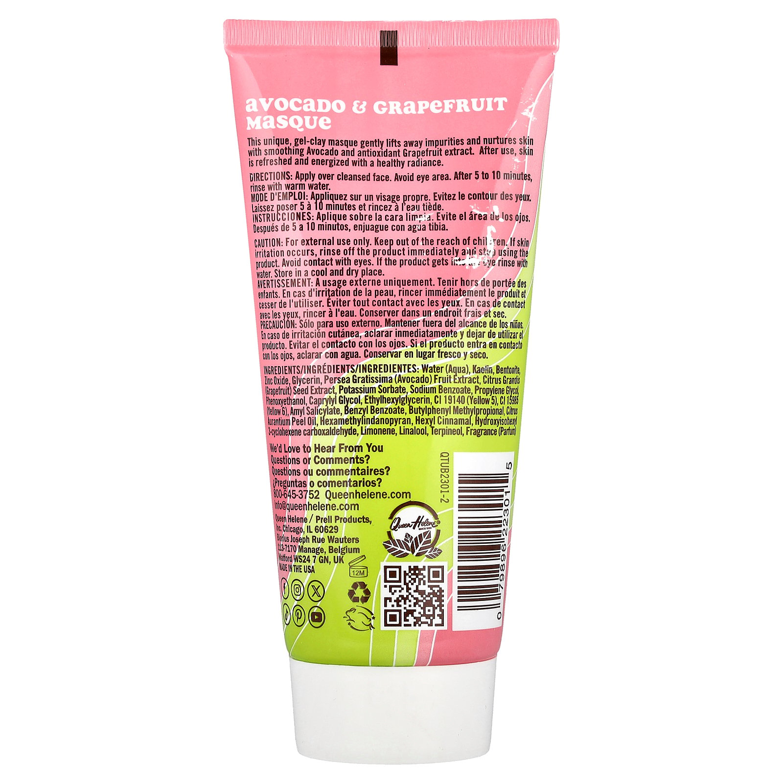QUEEN HELENE Masque و Avocado & Grapefruit 6 oz