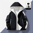 thumbnail image 2 of Christmas Clearance Ofreoo Men's Stitching Drawstring Hooded Slim Fashion Jacket Coat Outwear, 2 of 9