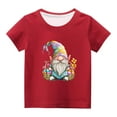 thumbnail image 1 of Penkiiy T-Shirts de Pâques pour Enfants Garçons Filles Mode Mignon Nain de Pâques Imprimé Col Rond Manches Courtes 11 Ans Rouge, 1 of 4