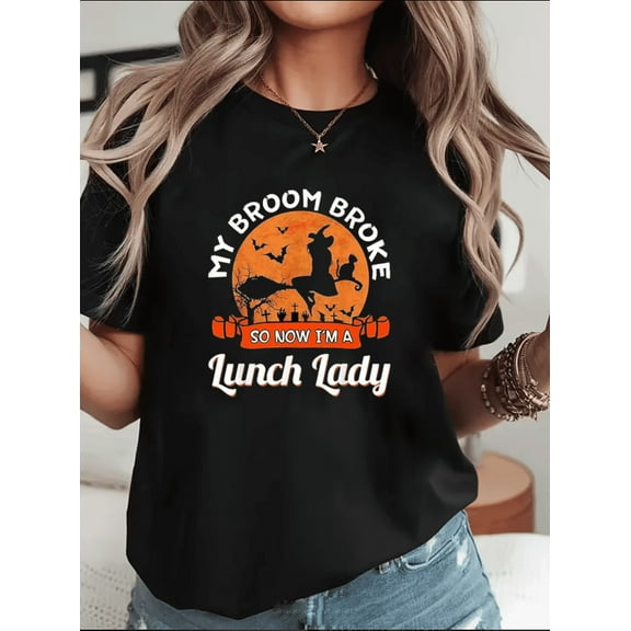 Lunch Lady Halloween Witch Cafeteria Worker Gift Unisex T-Shirt, up to Size 5XL