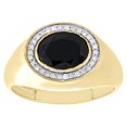 thumbnail image 2 of 10K Yellow Gold Round Diamond & Black Oval Onyx 13mm Pinky Ring Band 1/6 CT., 2 of 5