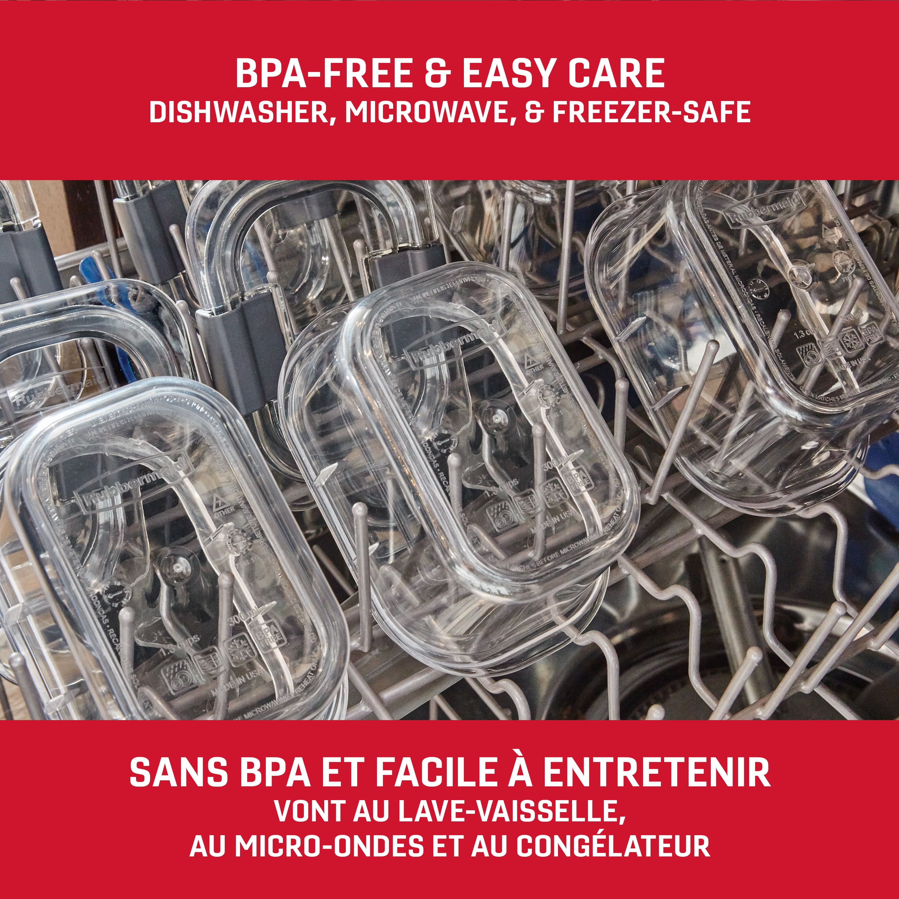 Récipients ronds de rangement pour aliments Rubbermaid Brilliance, ensemble de 6 pièces