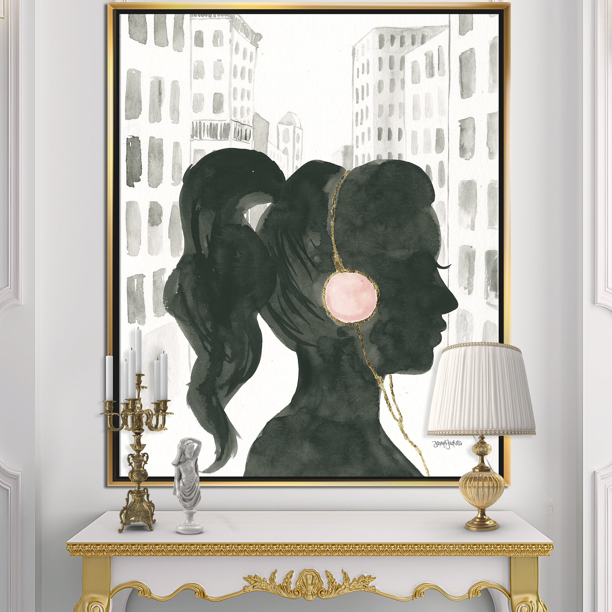 Designart ' Glam Pink Ladies III ' Fashion Framed Canvas