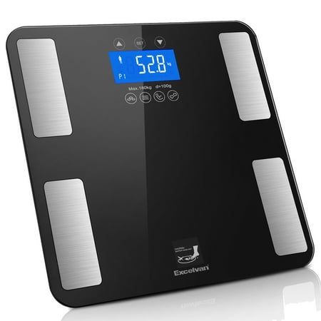Heavy Duty Bathroom Scale - Excelvan Body Fat Scale, Smart Weight Scale 400 lbs with BMI Body Fat Composition Analyzer, Large Display, Smart Bathroom Wireless Weight Scale Work with iOS and Android