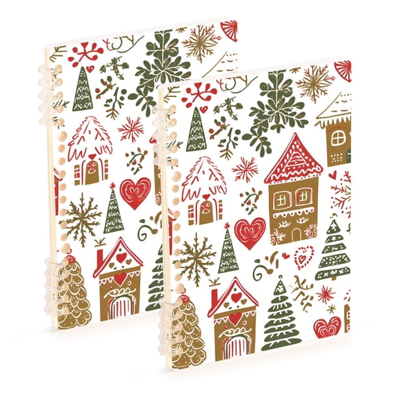 FORMRS 1-Subject Spiral Notebook 8" x 5" College Ruled 60 Refillable Sheet A5 Hard Cover, 2 Pack, Brown Nordic Christmas House