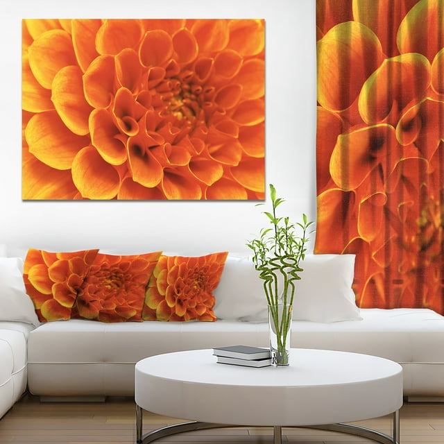 Large Orange Flower and Petals - Floral Canvas Art Print