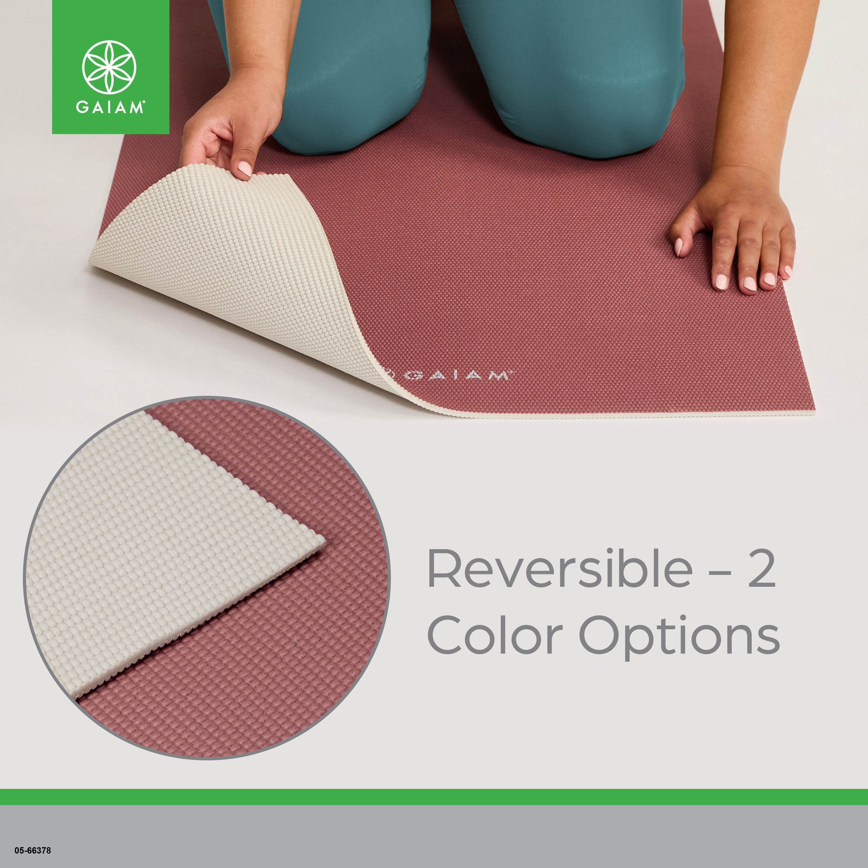 Gaiam Reversible Yoga Mat, Pink Khaki photo 4