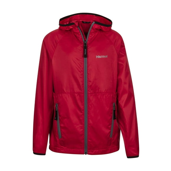 Marmot Ether Boys' Lightweight Hooded Windbreaker Jacket, Team Red, Medium