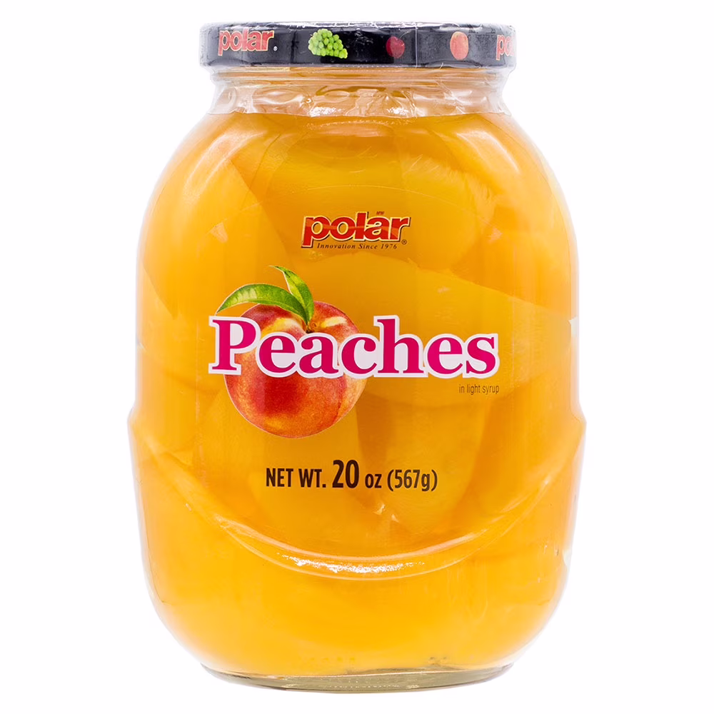 (3 pack) Polar Sliced Peaches in Light Syrup, 20 oz Glass Jar