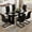 Black Table+6 Black Chairs(Style 1), variant on ExtraLco Dining Table Set for 6, Black Wood Grain Table with 6 PU Chairs for Kitchen Dining Room