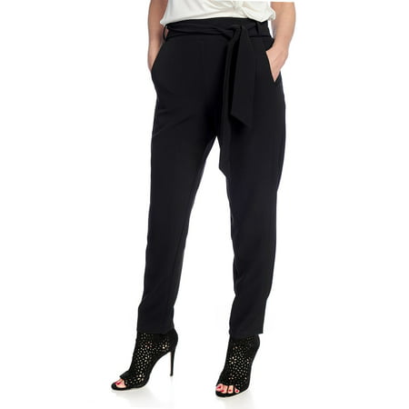 V. by Vanessa Williams Women's Stretch Woven Self-Tie Pants in Black - (Vanessa Williams Best For Last)