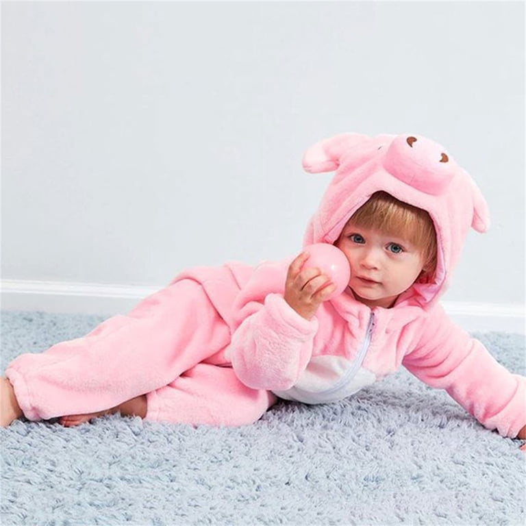 M&M SCRUBS Animal Cosplay Romper - Flannel Winter Costume For Infants & Toddlers