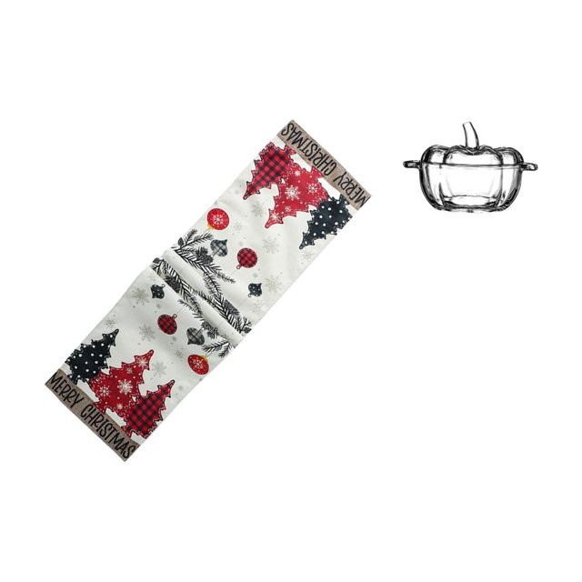 Camino De Mesa Navideño, Bufanda De Tocador, Mantel Reutilizable De Temporada De Invierno Con Forma De árbol De Navidad Para Armario, Mesa De Centro Festiva, Plato De Dulces De Cristal Estilo