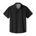 thumbnail image 5 of Huresd Men's Wrinkle Free Untucked Cuban Shirt Business Casual Button Down Shirts Short Sleeve Solid Color Shirt Black M, 5 of 5