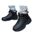 thumbnail image 3 of Men's Waterproof Leather -Lined Platform Ankle Boots Lace Up Thick Soles Mid Top Comfort Warm Snow Sport Booties Non- Casual outdoor Work Hiking Boots, 3 of 9