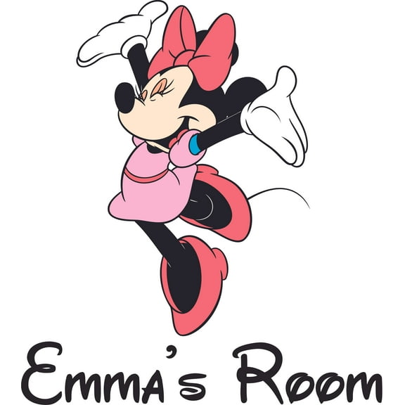 Minnie Mouse Happy Face Childrens Personalized Wall Decal Custom Vinyl Wall Art - Personalized Name - Baby Girls Boys Kids Nursery Daycare Wall Room Decor Wall Stickers Decorations Size (20x12 inch)