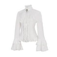 thumbnail image 5 of Womens Summer Tops Solid Color Victorian Style Long Sleeved Lotus Ruffles Womens Dressy Casual Shirts,White,XL, 5 of 6