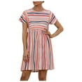 thumbnail image 2 of EIMELI Robe Décontractée pour Femmes Robe d'Été Col Rond Rayée à Boutons Mini Robe Décontractée Vêtements pour Femmes G Bleu, 2 of 8