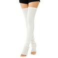 thumbnail image 3 of Women's Ribbed Over The Knee Socks, Y2K Fashion Toeless Long Socks for Yoga Lounge, Casual Knit Thigh High Socks for Women and Girls - White, 3 of 7