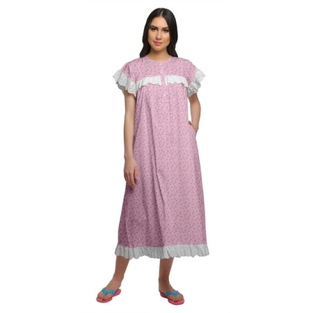

Moomaya WoMen s Short Sleeve Nightdress For Ladies Printed Cotton Nightwear
