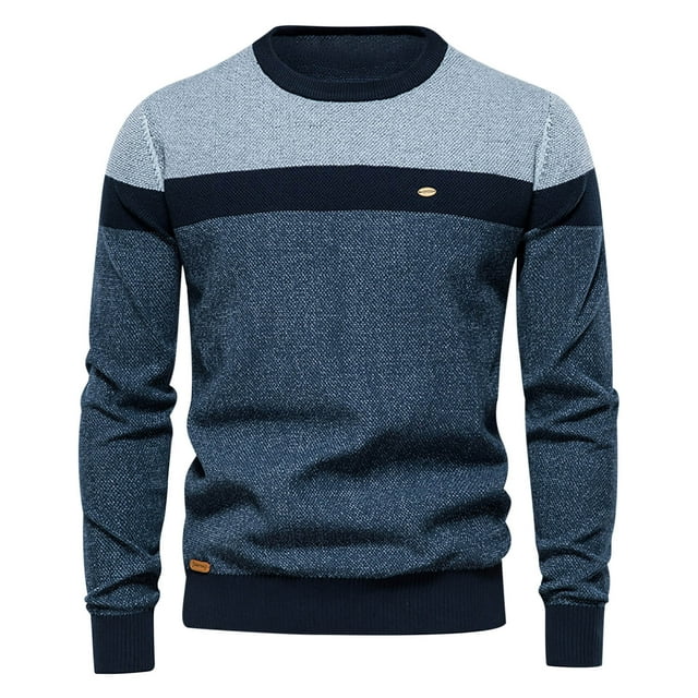 TIHLMK Men's O-neck Sweater Soft Casual Sweaters For Men Classic Pullover Sweaters With Ribbing Edge