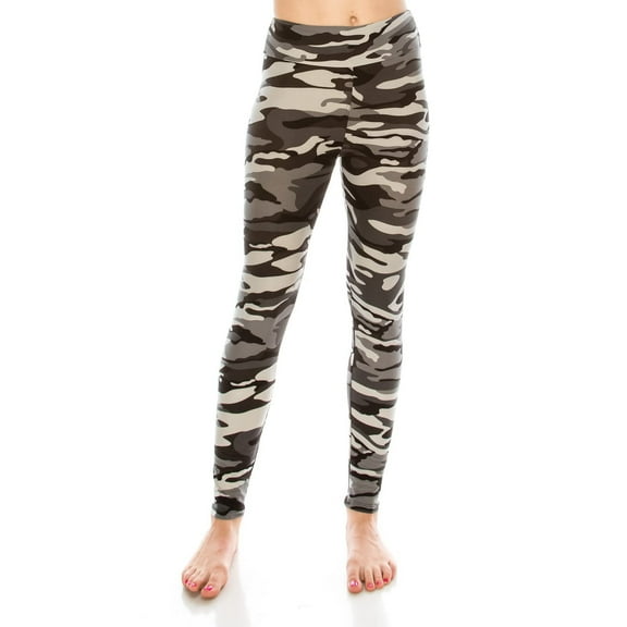 Eevee High Waisted Women's Yoga Patterned and Solid Colored Leggings - One Size Gray Camo