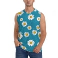 thumbnail image 2 of Lsque Daisies Flowers Print Men's Cotton Blend Sleeveless Muscle Shirts (S-3XL)- Moisture Wicking, Odor Protection, UPF 30+,X-Large, 2 of 8