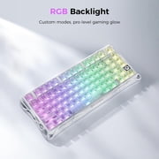 GravaStar Mercury K1 Lite 75% Gaming Keyboard, 2.4GHz/BT/Wired Tri-Mode Wireless Mechanical Keyboard with Responsive Keystrokes & Modern Gradient Design for Gaming Enthusiasts -Crystal Aurora
