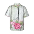thumbnail image 3 of Bixox Men's Hawaiian Shirts Men's Vintage Wood with Floral Print Short-Sleeve Shirt-XX-Large, 3 of 8