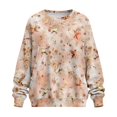 thumbnail image 4 of Xoenoiee Hummingbird Rose Flower Print Women Oversized Hoodies Casual Long Sleeve Sweatshirt Drop Shoulder Pullover Tops Side Slits Sportswear, Size XL, 4 of 7