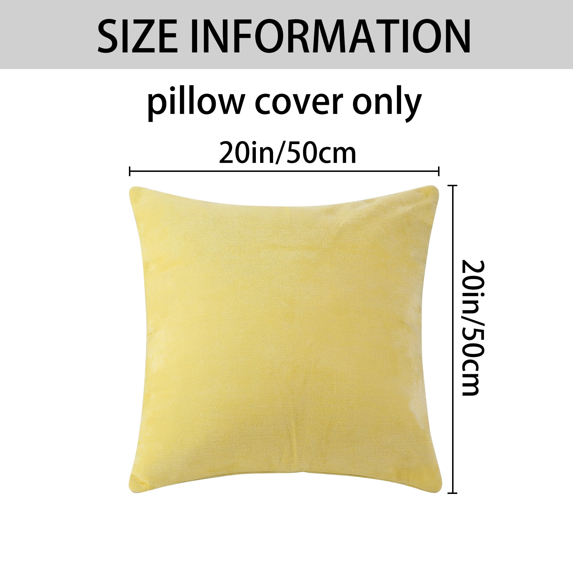 Unique Bargains Solid Couch Sofa Chenille Throw Decorative Pillow Covers (2 Count) Yellow 20" x 20"