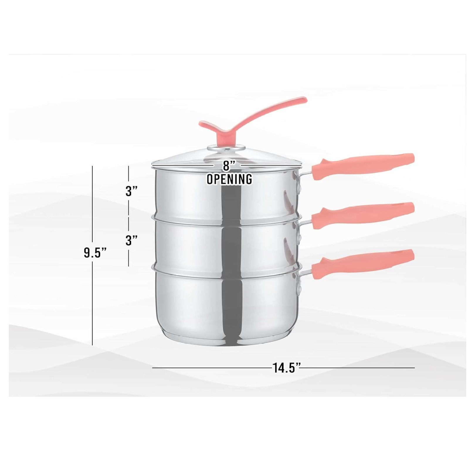 DaiZuY 3 Quart Premium Double Boiler - Stainless Steel Multi Pot Steamer Cookware 2 Tiers (Induction Compatible)