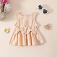 thumbnail image 4 of mgoYE Baby Girl Clothes 0-3 Months Baby Girl Clothes Toddler Summer Outfits Cute Bow Sleeveless Top and Ruffle Shorts 2pc Set 1-5 Years Old(Beige,6-12 Months), 4 of 9