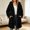 Black, variant on Women's Faux Coat Mid-Length Winter Outerwear with Hood, Long Sleeve Zip-Up Casual Jacket for Holiday Parties, Date Nights, and Weekend City Strolls