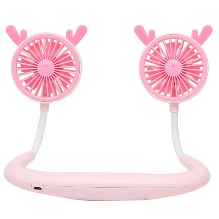 

Small Fans Style Fan Rechargeable Dual Neck Hanging Light LED USB Lazy Neckband Fans
