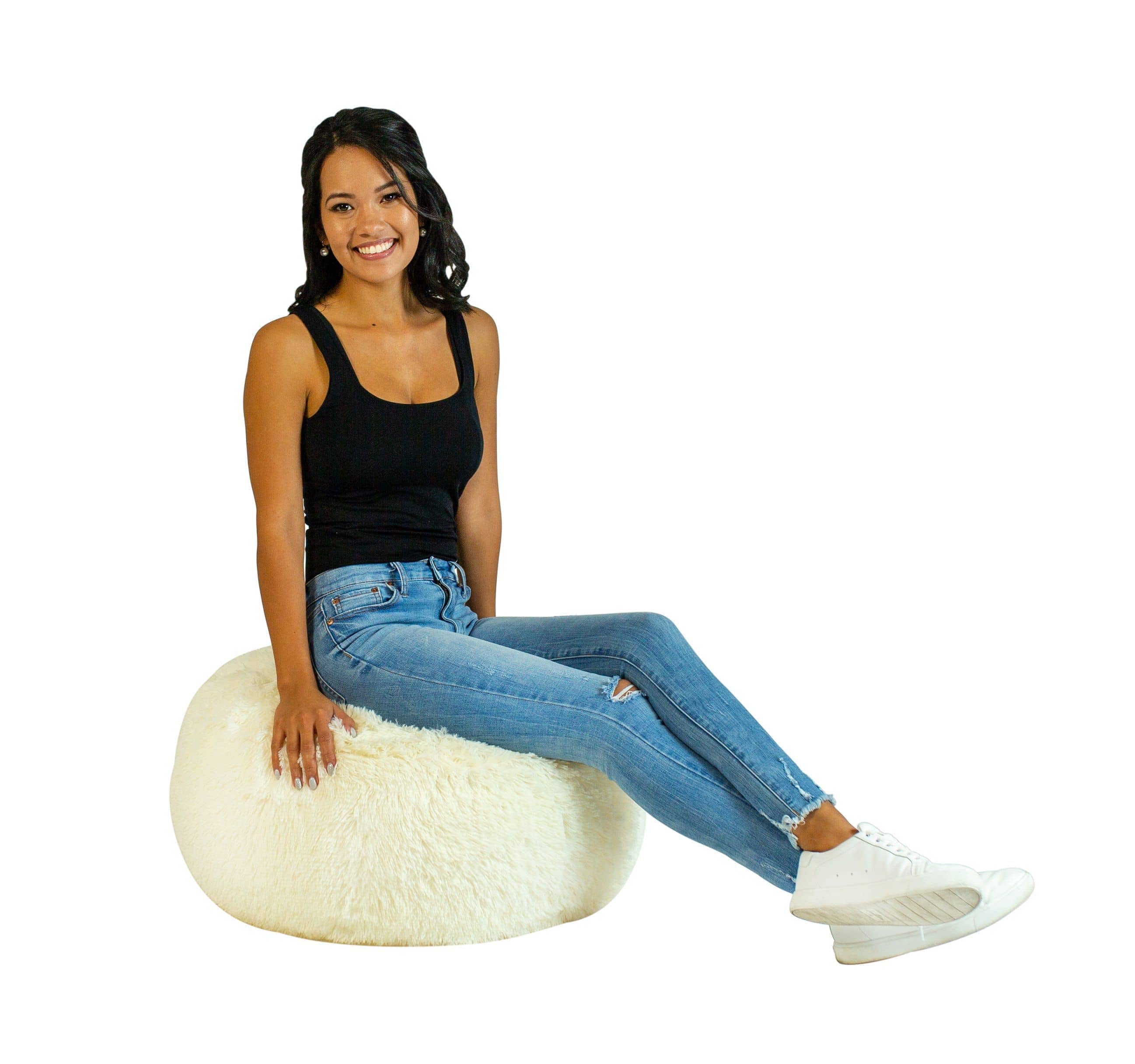 AirCandy Mongolian Faux Fur Inflatable Ottoman