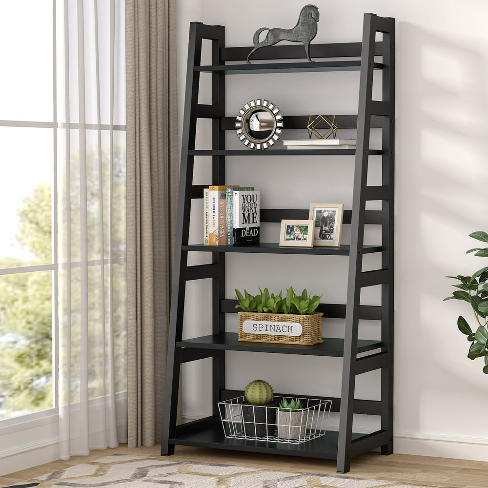 Tribesigns 5Tier Bookshelf Modern Bookcase, 5 Shelf Ladder ShelfBlack