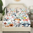 thumbnail image 3 of Cute Penguin Full Sheet Set,Mushroom Floral Sheets Cartoon Polar Animal Bed Sheets Set,Watercolor Flowers Leaves Bed Set Kawaii Room Decor, 3 of 5