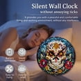 thumbnail image 4 of Sugar Skull Round Wall Clock, Colorful MDF Wood Day of the Dead Home Decor Art, Dia de los Muertos Halloween Decoration, 4 of 5