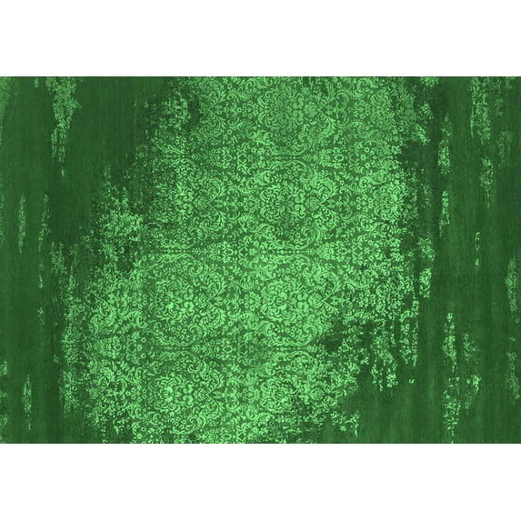 Ahgly Company Indoor Rectangle Abstract Emerald Green Contemporary Area Rugs, 8' x 10'