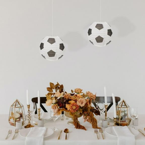 Raindrops White Soccer Paper Lanterns for Party Decoration with Paper and Iron Material 3pcs